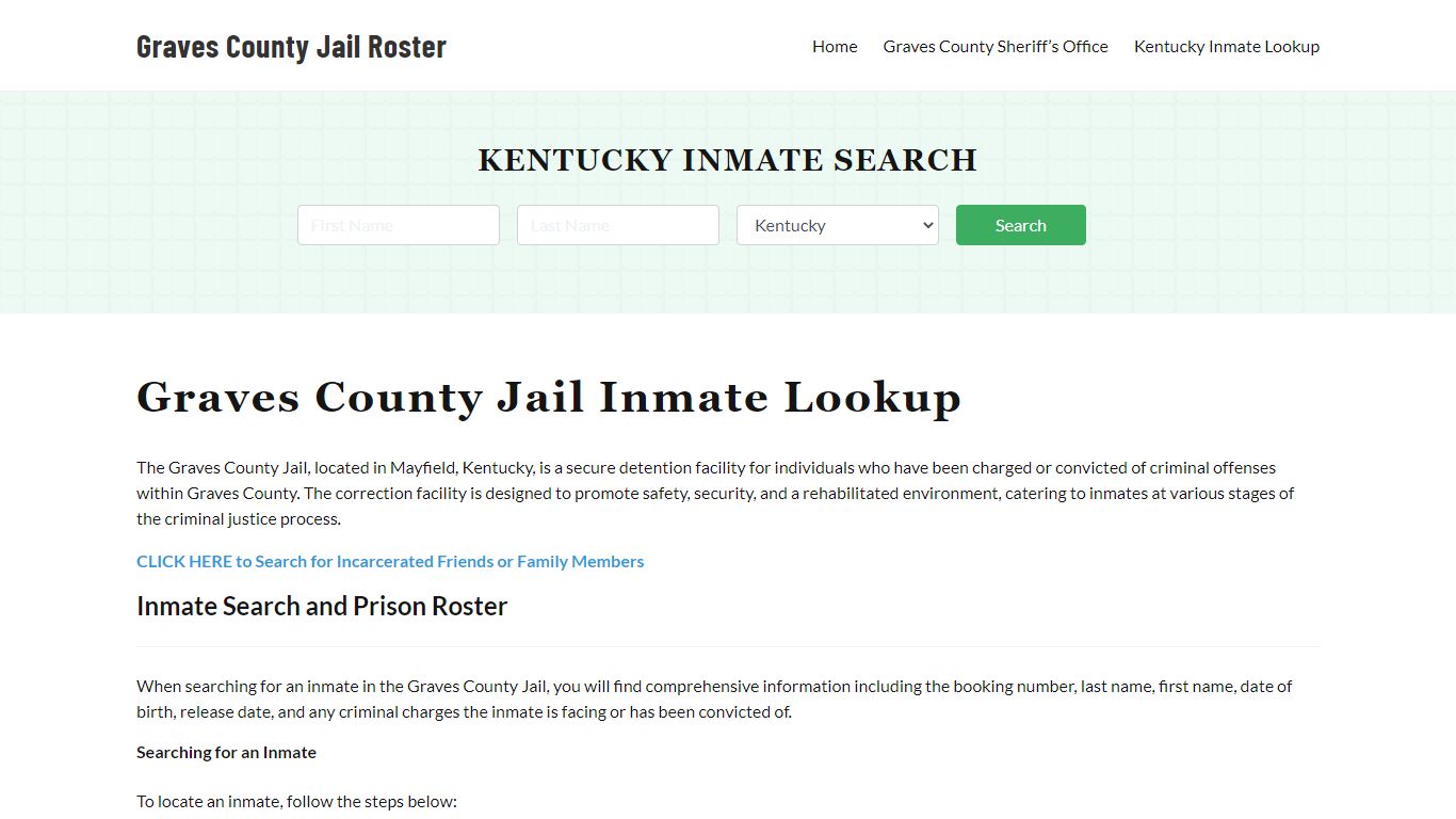 Kentucky Inmate Search, Jail Rosters